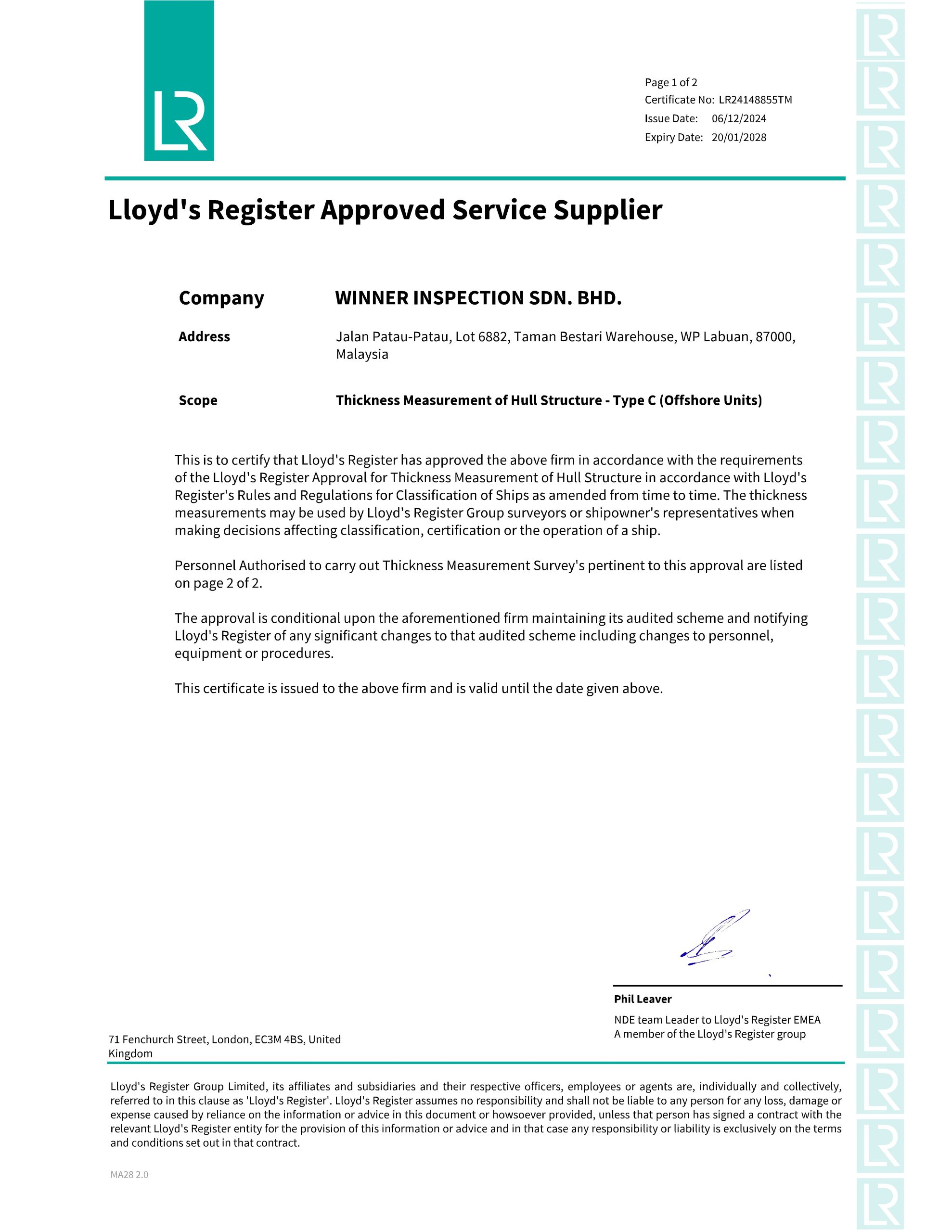 Lloyd's Register Approved